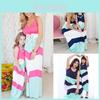 Elegant Mother And Daughter Casual Boho Stripe Maxi Dress For Matching Outfits