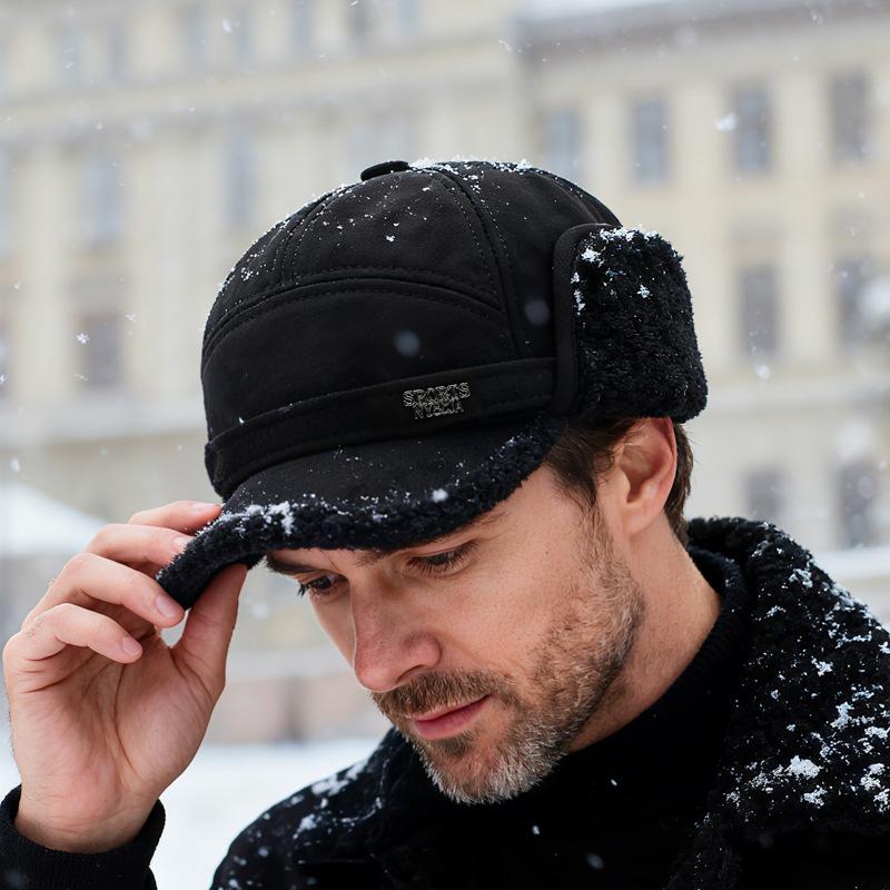 Autumn Winter Warm Bomber Hat Men's Father Outdoor Thick Middle-Aged and Elderly Velvet Hat Ear Protection Hat