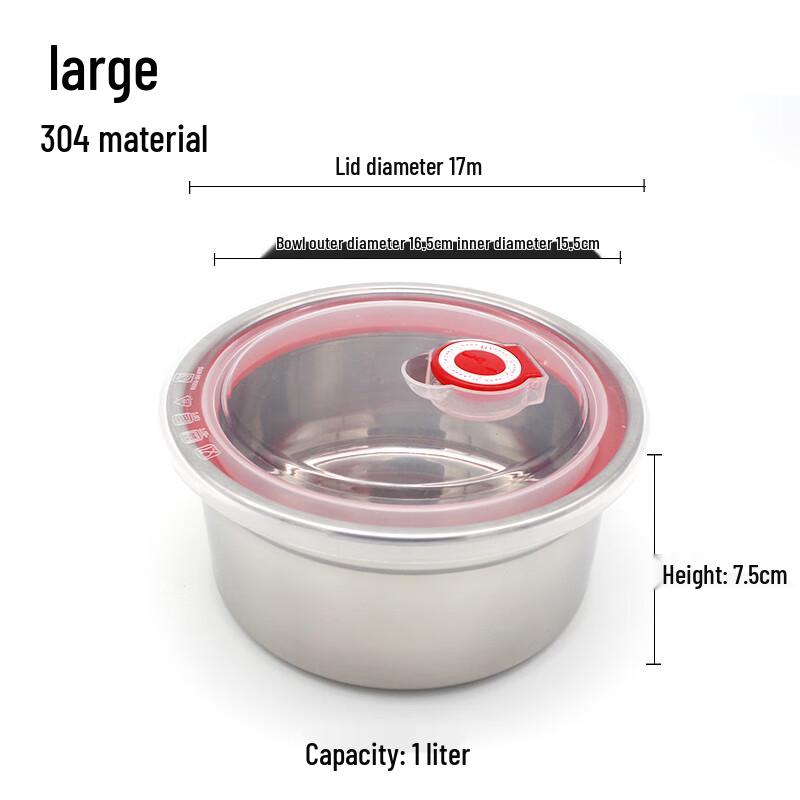 Lainuo 304 Stainless Steel Sealed Food Storage Bowls, 5-Piece Set