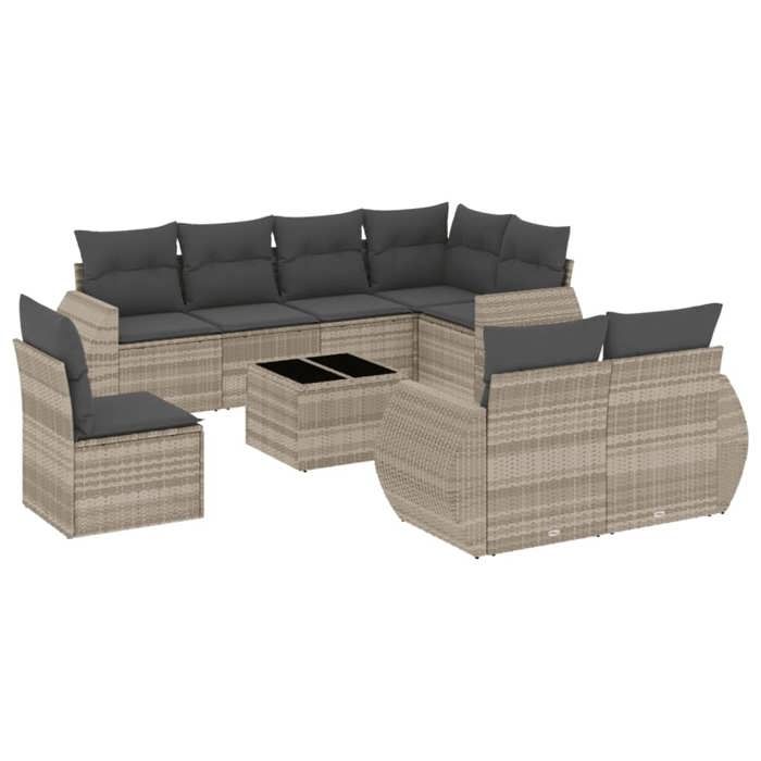 VidaXL Garden Lounge Set with Cushions 9 Pcs, Sofas with Backrest, Furniture Set, Patio Terrace Furniture, Grey 3221651