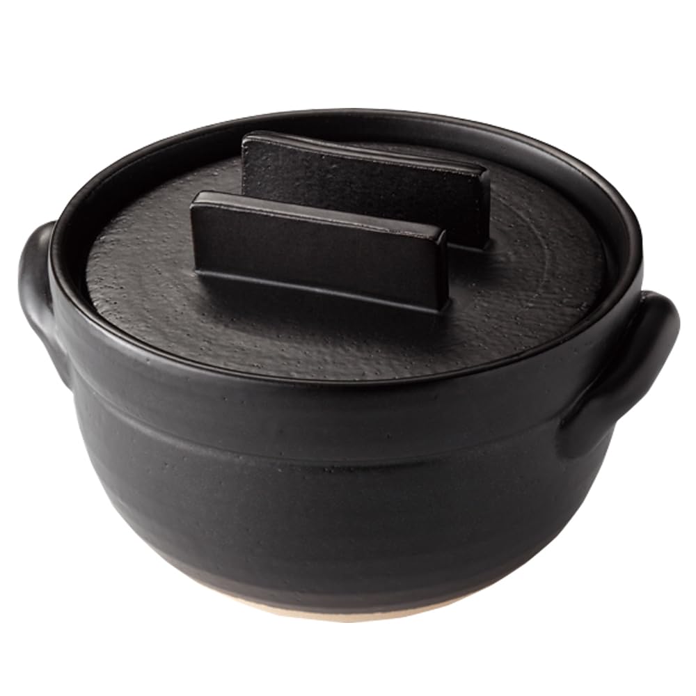 

Kamado rice Meidai earthenware made in Japan also be used as a rice cooker, Donabe, pot, 3-cup capacity, (can container) чёрный
