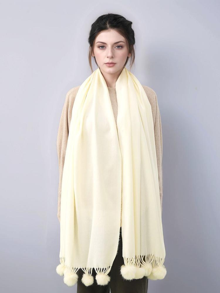 Damen Einfacher Uni Gestrickter Schal Kopftuch Elegante Dame Lässig Flauschige Quaste Warmer Schal Mujer Foulard Langer Wickelschal Winter Neu