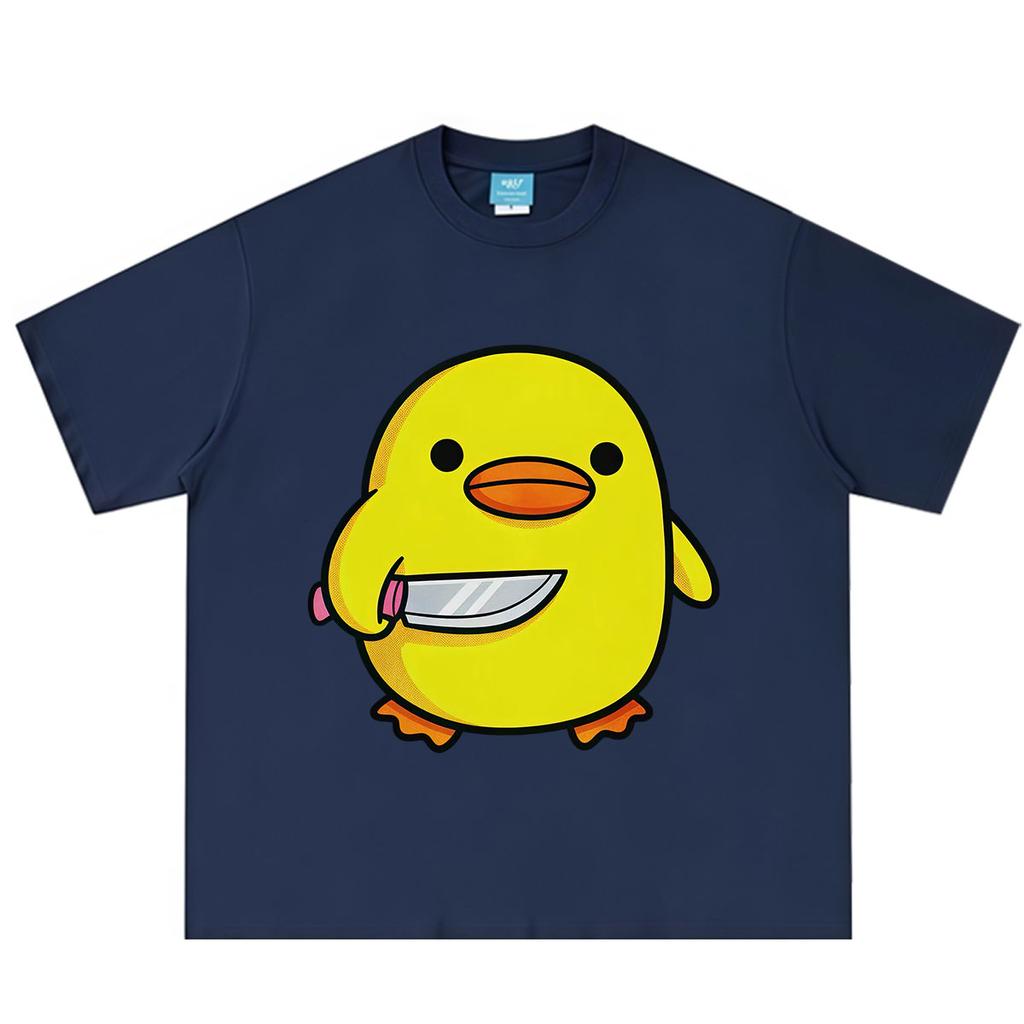 Funny Duck with Knife Graphic Print Unisex Unisex Fashion Hip Hop Shortsleeved Tshirt Summer Loose Casual Cotton Harajuku Tshirts