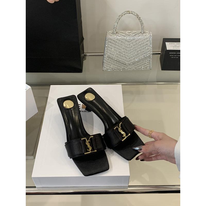 Temperament outer wear thin heel toe cool slippers women's black 2025 new summer fashion sexy high heels