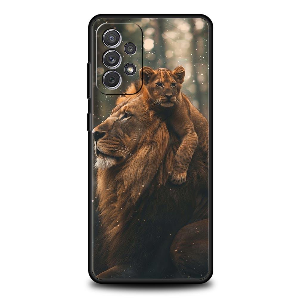 Phone Case For Samsung Galaxy A15 A13 A51 A71 A41 A31 A21S A03S A05 A35 A32 A55 A23 A25 A33 A53 A73 5G Lion Alpha Male Cub Cover