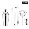 Shangqi Stainless Steel 5-Piece Cocktail Shaker Set