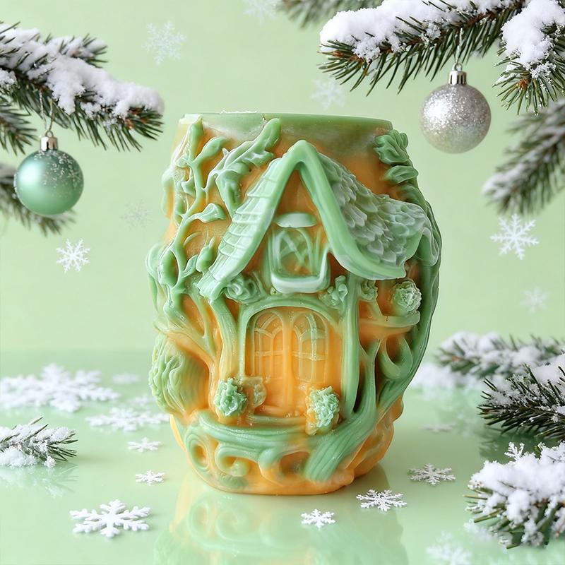 Forma Silikonowa na Świecę Reliefowa Kolumna Dom Forma DIY Pnącza Dom na Drzewie Ornament Gipsowy do Aromaterapii Forma Materiały do Wyrobu Świec z Wosku Sojowego
