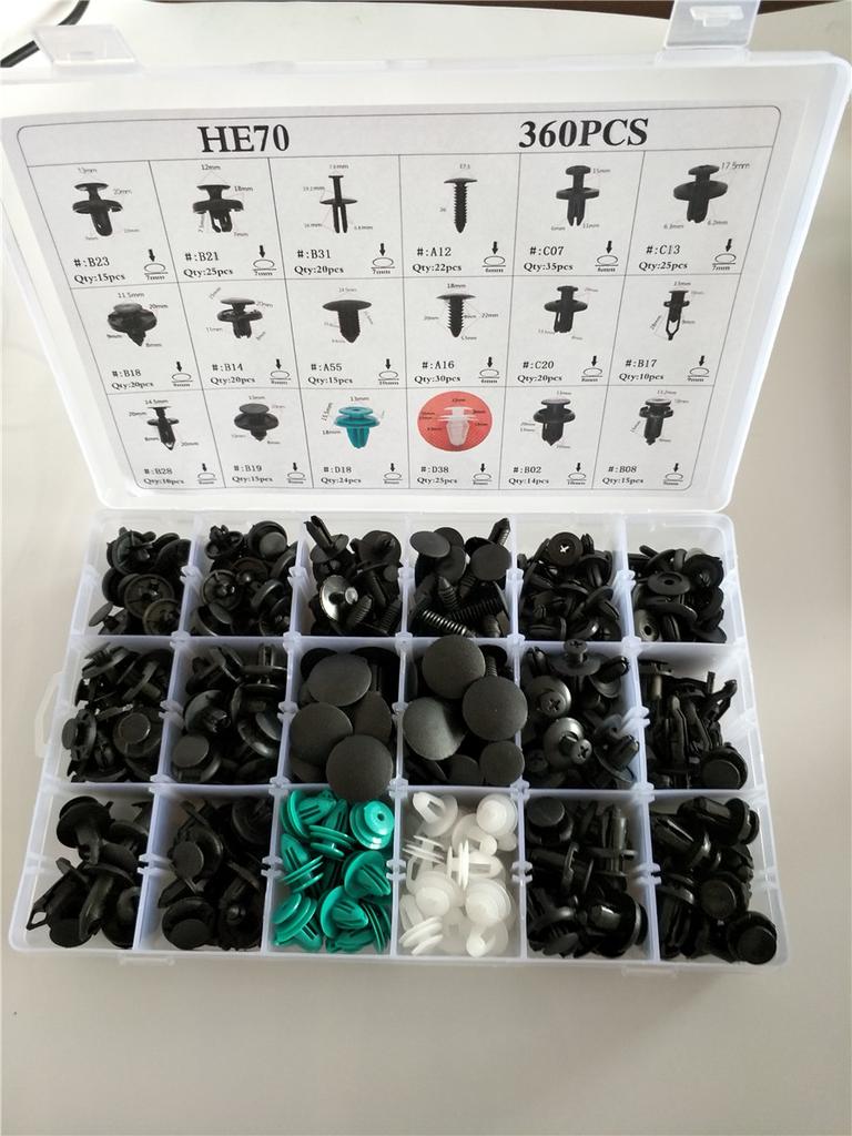 Universal 360Pcs+tool Set Mixed Auto Fastener Clips Retainer Rivet Car Bumper Door Panel Fender