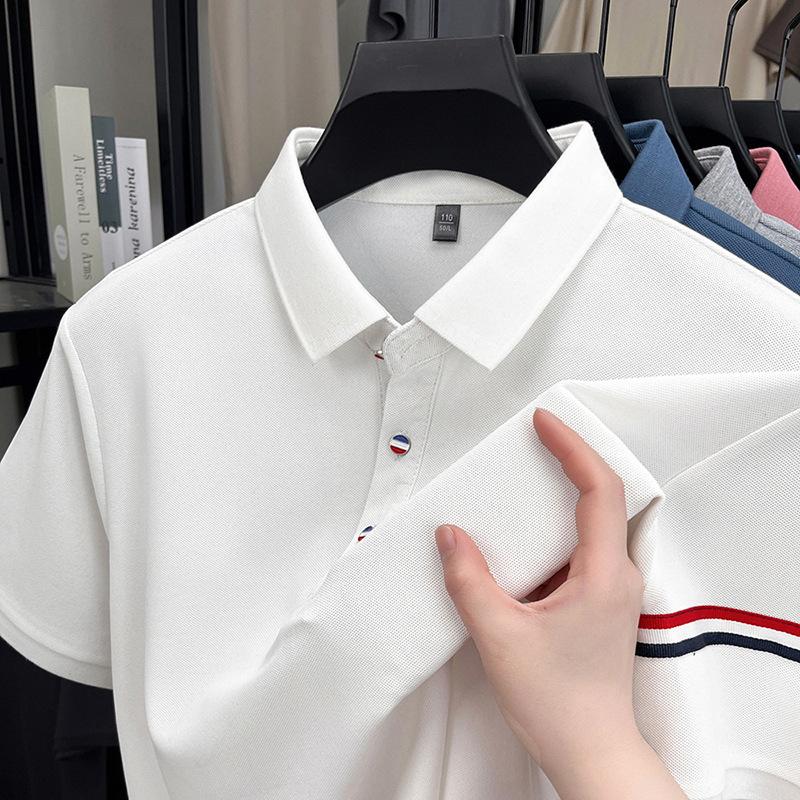 Men'S Short-Sleeved T-Shirt Polo Shirt Business Casual Lapel Pullover Bottoming Shirt Top