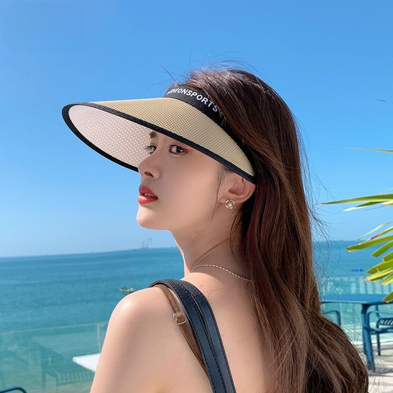 Summer Sun Protection Mesh Top Hat With Wide Brim For Casual Outdoor Activities