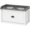 Raised Stainless Steel and Wood Dog Bowls with Drawer, 60x30x36cm, White and Grey