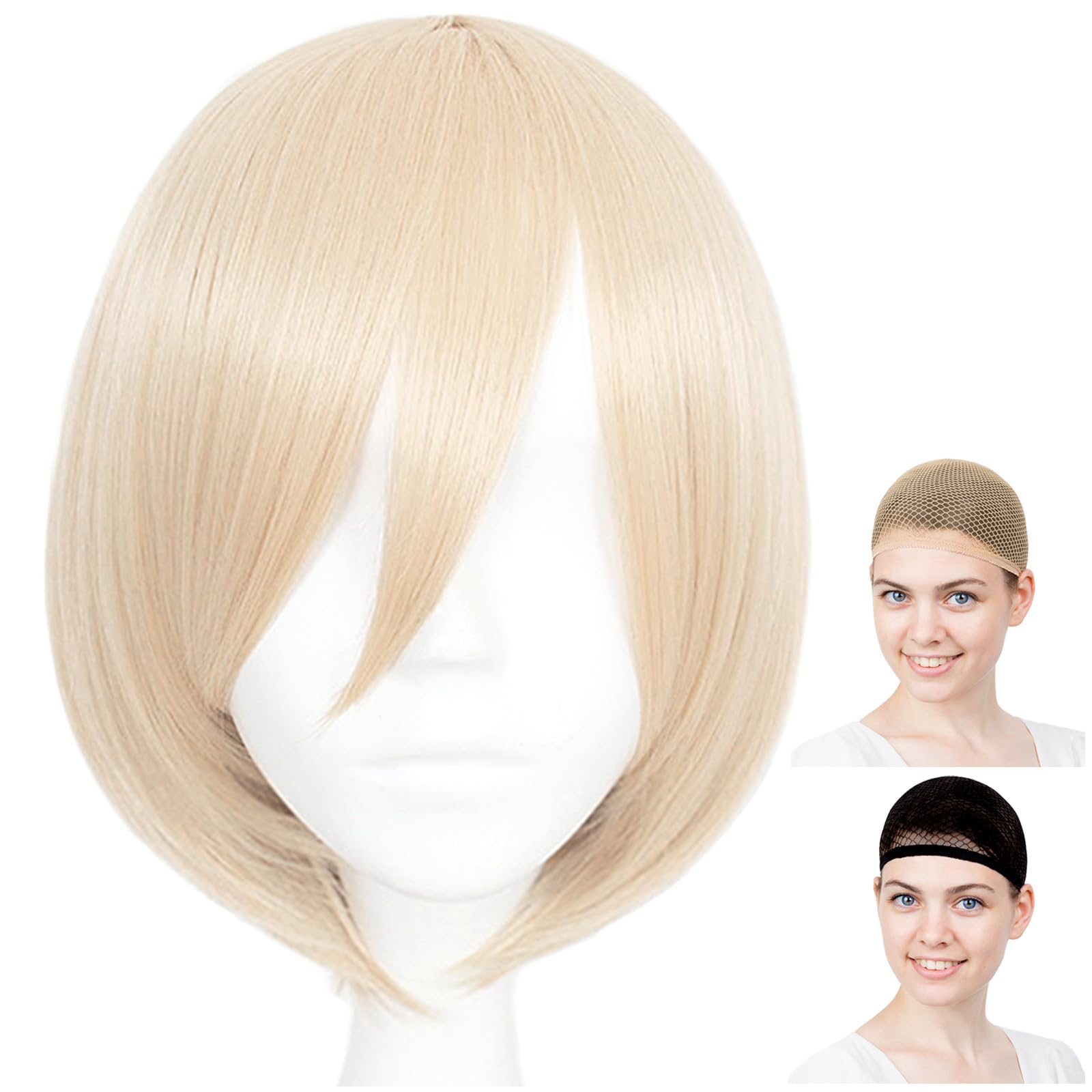 

Парик для косплея CaseEden, Премиум, Гладкий короткий боб, Светло-золотистый блонд, WIG6092