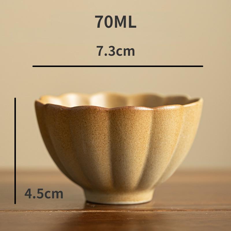 

Vegetarian Pottery Petal Tea Cup Master Cup Japanese Household Large Rough Ceramic Tea Cup Kung Fu Tea Set Tasting Cups 70ML