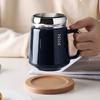 Letter Painted Ceramic Espresso Coffee Mugs Home Porcelain Tableware Large Travel Tea Mug Milk Latte Water Cup with Lid 430ml