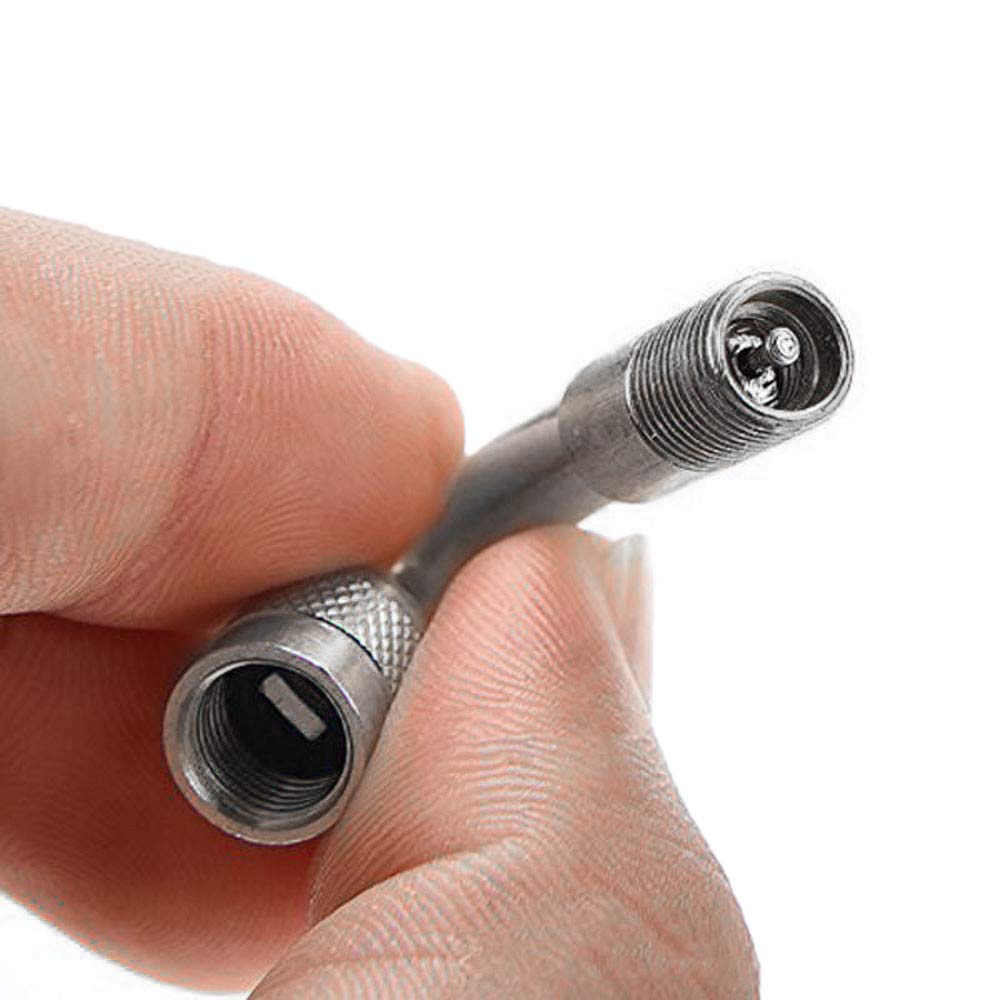 YFFSFDC 90° Extension L Type Air Valve for Motorized Bikes, Bike Air Valve, Bicycle, US Valve, Set of 2, Silver