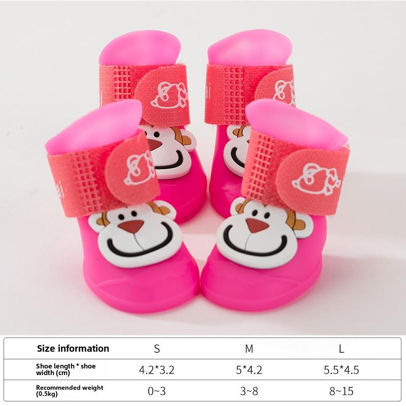 Cross-border Cartoon High-top Pet Silicone Rain Shoes Puppy Dog Going Out Non-slip Wear-resistant Waterproof Dog Shoes Teddy Foot Cover