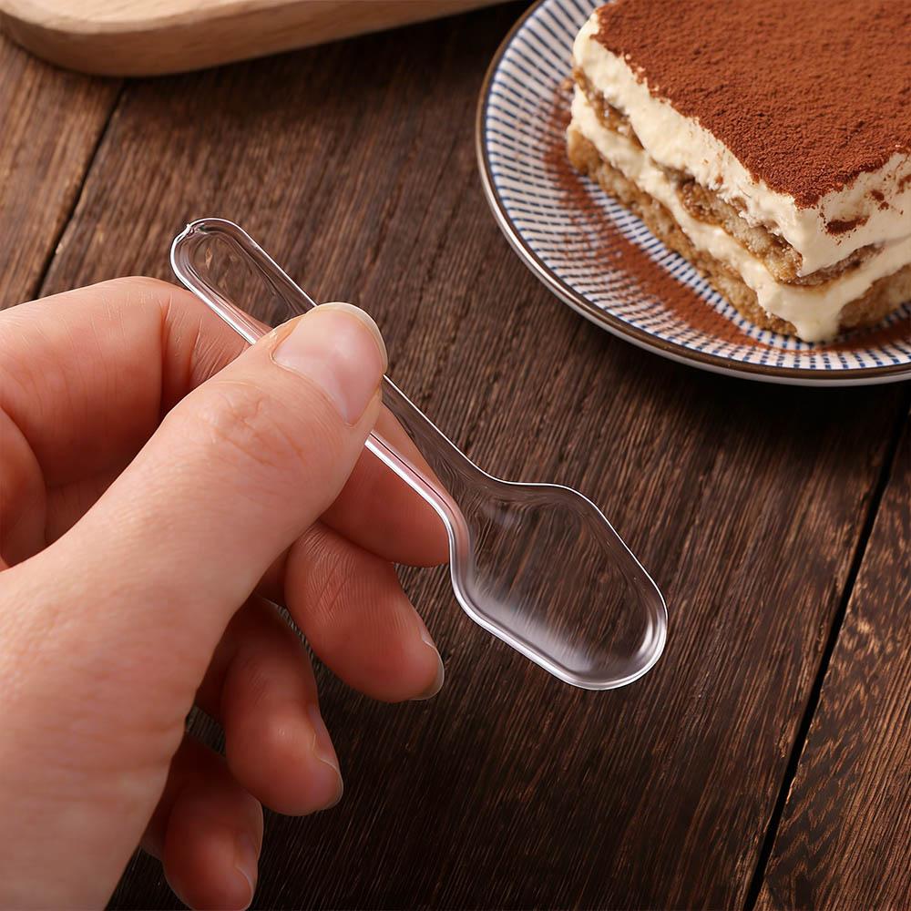 500pcs Disposable Disposable Plastic Spoons Clear Dessert Cake Scoop Tableware