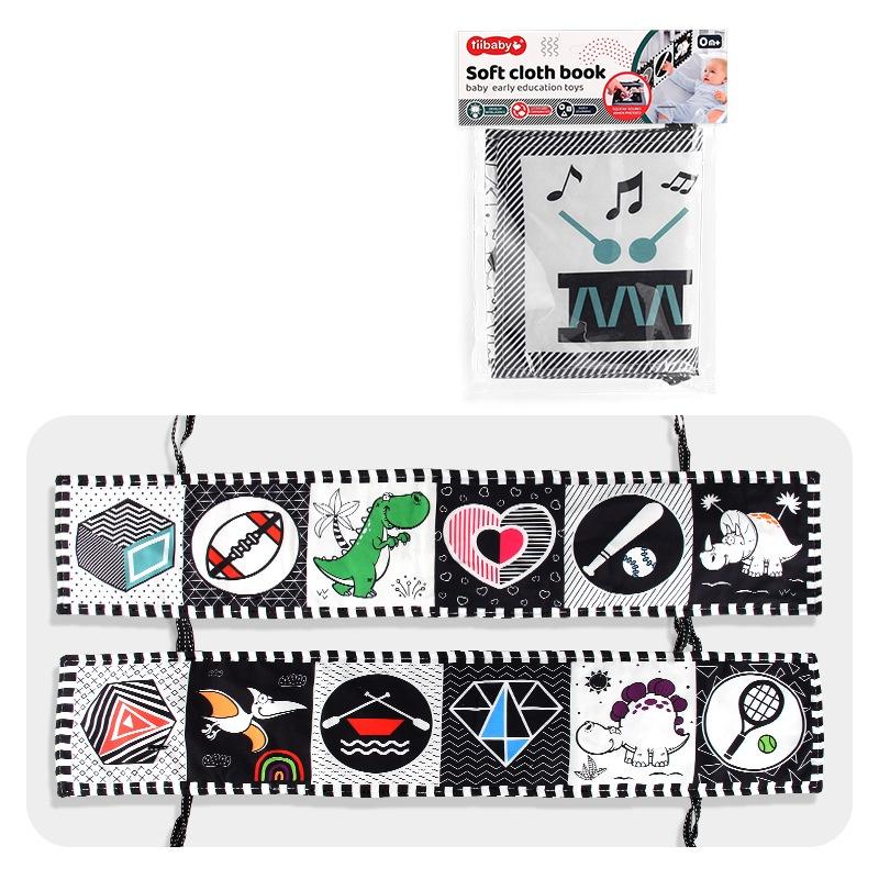 

Book Cloth Baby Cognitive Shape Animal Hanging Toy Doublesided Black Colorful Style A