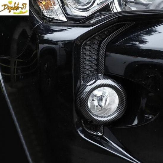 Car Carbon Fiber Front Fog Light Lamp Cover Trim For Toyota 4Runner 2014-