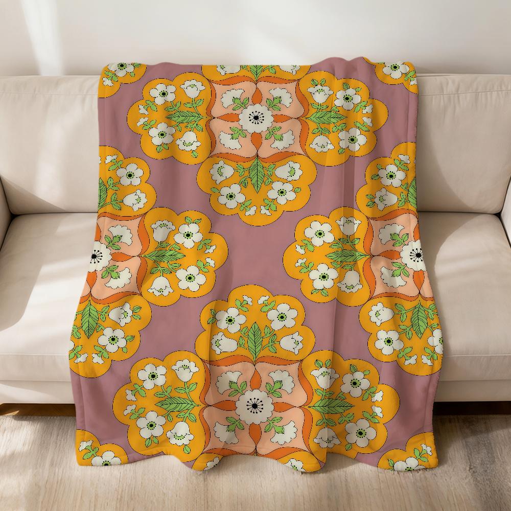 Modern fashion retro opulent flowers luxury Flannel soft warm plush blanket sofa living room hogar bed gift home Car portable