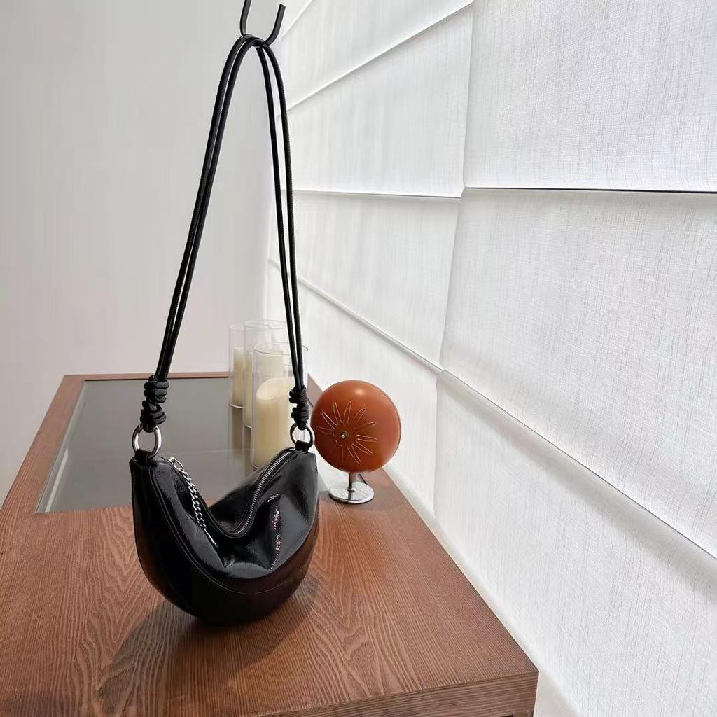 Cowhide, Women's Shoulder Messenger Bag, Versatile Dumpling Shell Fashion Bag, Handbag, Genuine Leather