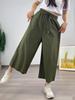 Southeast Asia Women's Casual Loose Ramie Culottes - Wide-Leg All-Cotton Slimming Pants, Eight-Point Length