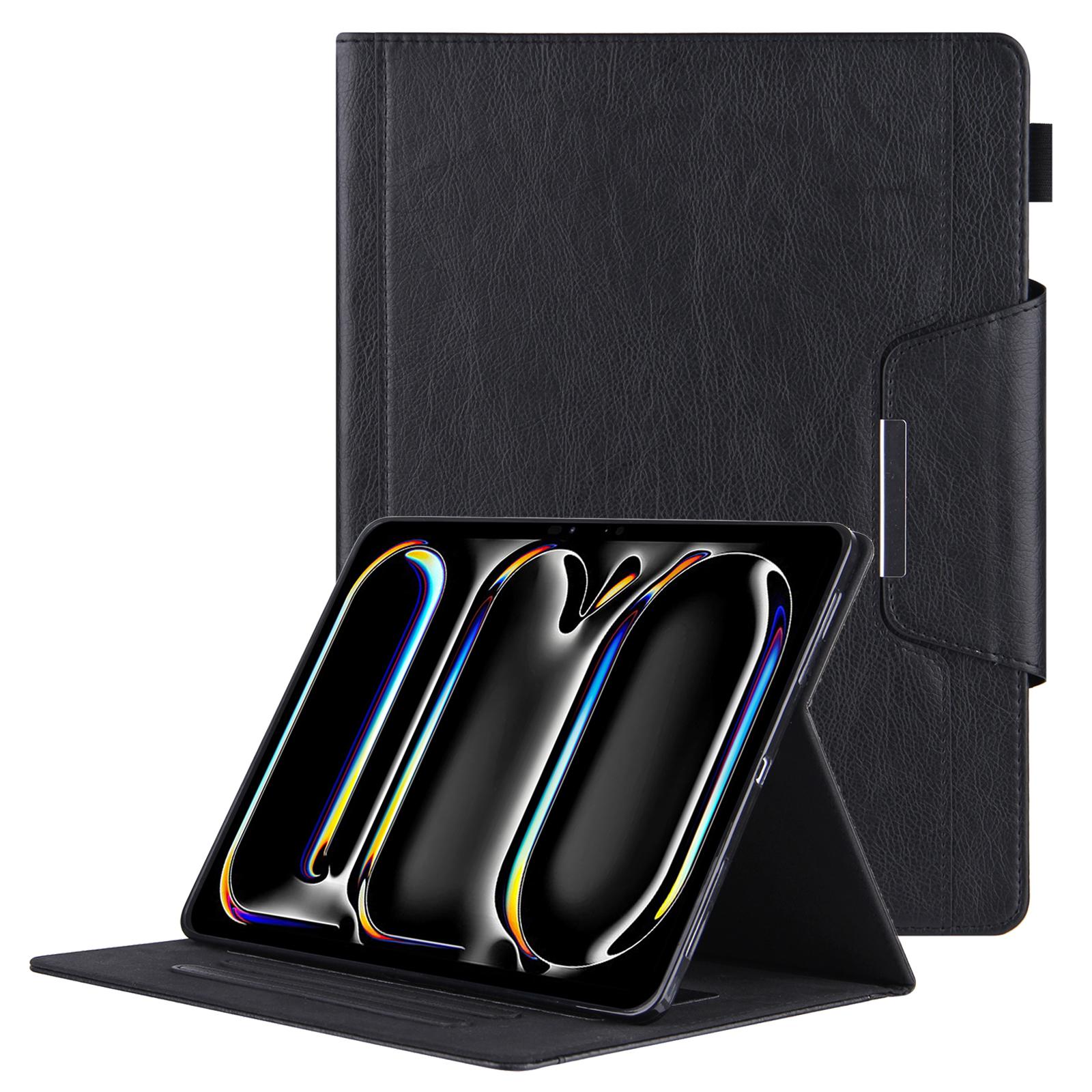 

Для iPad Про 11 (2024) Чехол Регулируемая подставка Кожаный чехол для планшета с функцией автоматического пробуждения/засыпания Black