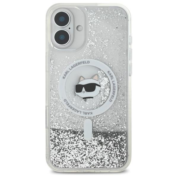 Karl Lagerfeld Klhmp16Slgchsgh Iphone16 6.1 Hardcase Transparent Liquid Glitter Choupette Head Magsafe