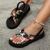 Infradito Estive da Donna, Sandali Slip-on in Tessuto di Seta Bohemien, Sandali da Spiaggia Casual con Zeppa da Donna