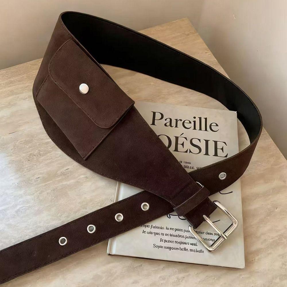 PU Women Waist Bag Wide Women Belt Bag Fashion Waistband  Dress Corsets