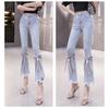 Spring 2022 Womens Fashion High Waist Women's Bow Jeans Skinny Tassel Woman Denim Capris Flare Pants Jean Mom Jeans Trousers