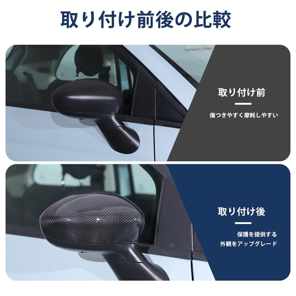 Hcilloend Compatible with the new Fiat 500 Mirror door mirror side mirror made of carbon left and right pasting easy to exterior custom car set