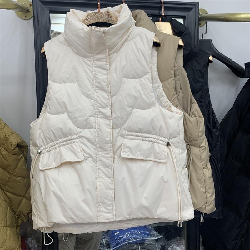 New small white duck down down vest women's foreign style fashion stand-up collar vest jacket