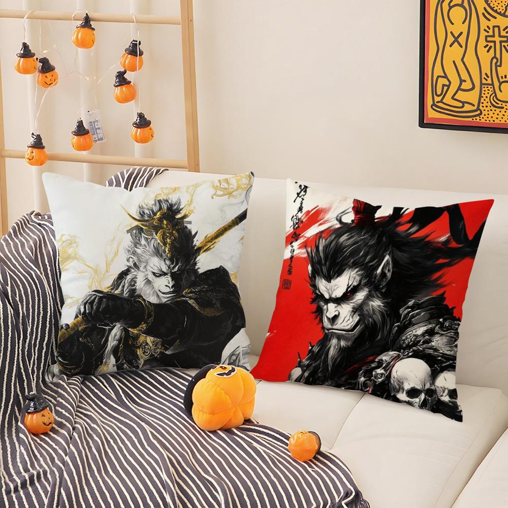 Black Myth Wukong Pillow Case Pattern Printed Pillowcase For Living Room Sofa Cushion Cover & Bedroom Decor