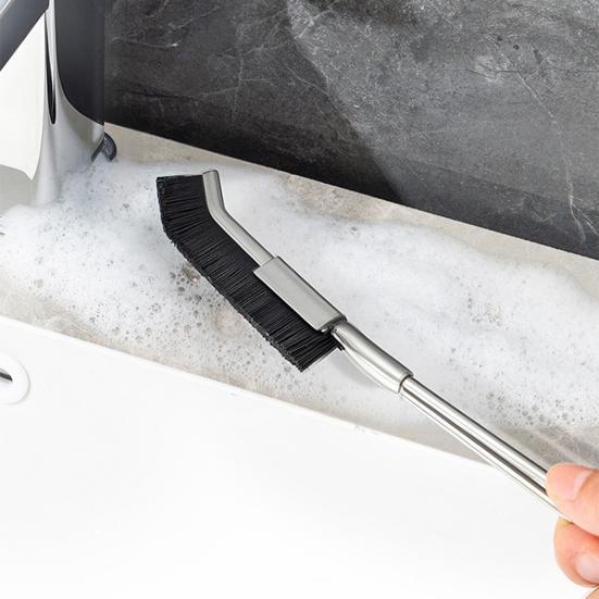 Crevice Brush Long Handle Easy Cleaning Narrow Gaps Stainless Steel Nylon Bristles Multi-angle Cleaning Brush