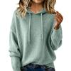Women's Solid Color Hooded Drawstring Sweater - Long Sleeve Brushed Top