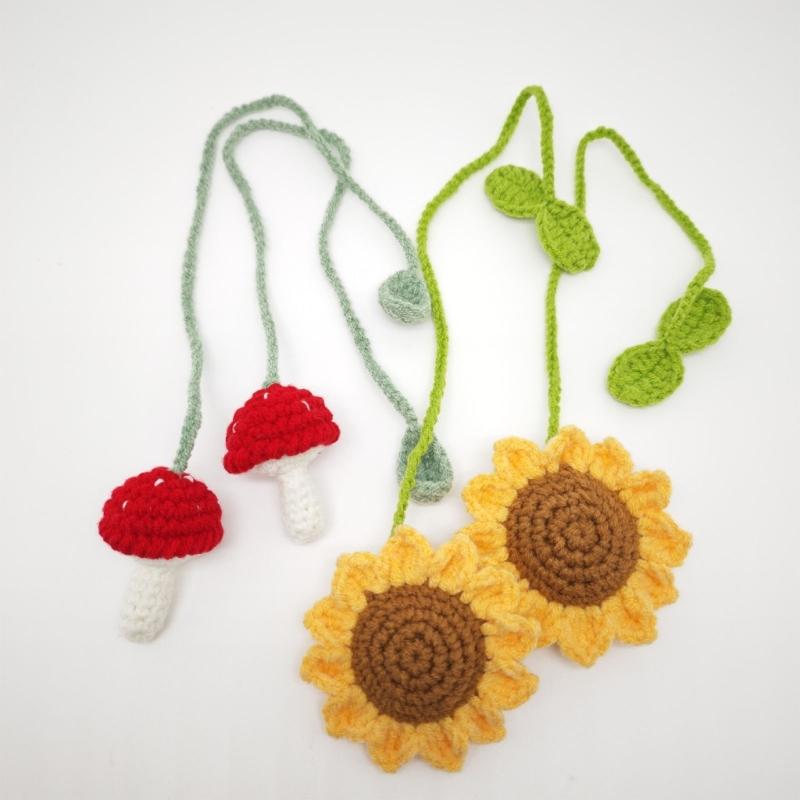 Handmade Sunflower Car Mirror Hanging Ornaments Unique Car Interior Decoration Upgrades Set of 2 for Interior Designs