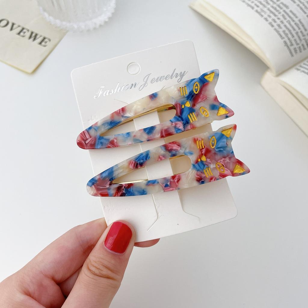 Korean Designed Beautifully Acetate Duckbill Hair Clips Two Pack For Women In Charming Colors Patterns And
