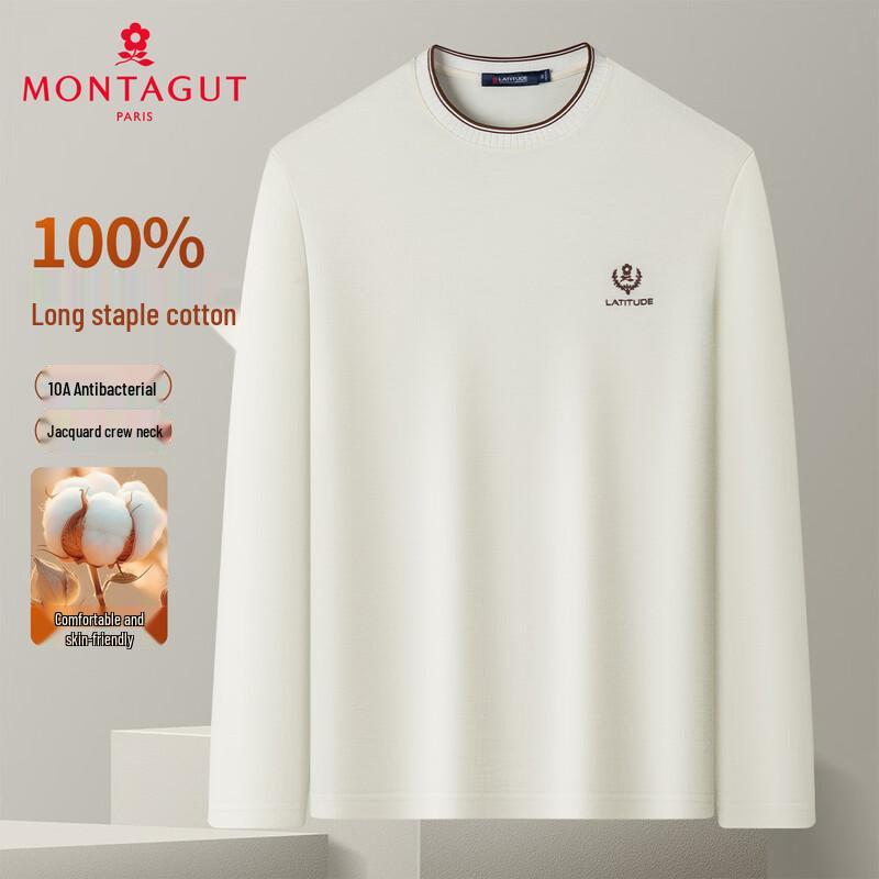 MONTAGUT Men s 100% Long-Staple Cotton Antibacterial Crew Neck Long Sleeve T-Shirt 2XL