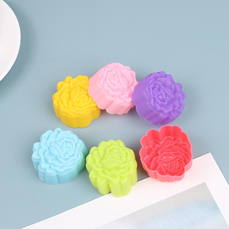 12Pcs 5Cm Rose Shaped Jelly Pudding Mold Muffin Cake Cup Silicone Muffin Cake Molds Baking Accessories