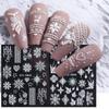 Slider Decals White New Year Design Charms Flower 5D Embossed Snowflakes Christmas Nail Sticker