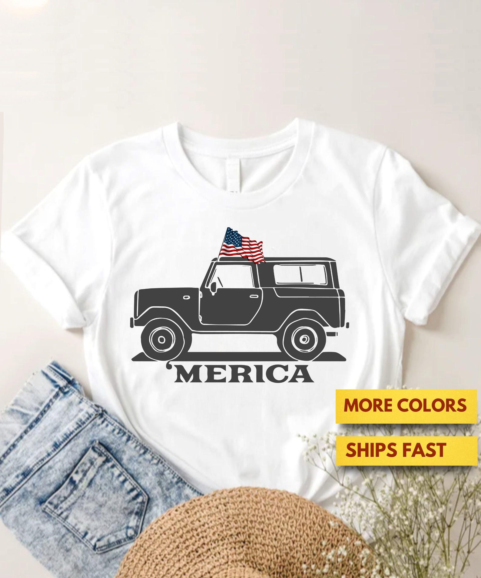 Bronco 4th of July Merica Premium T shirt, 4th of July Flag Shirt, America Flag Bronco Shirt, Bronco America Premium Shirt 4XL