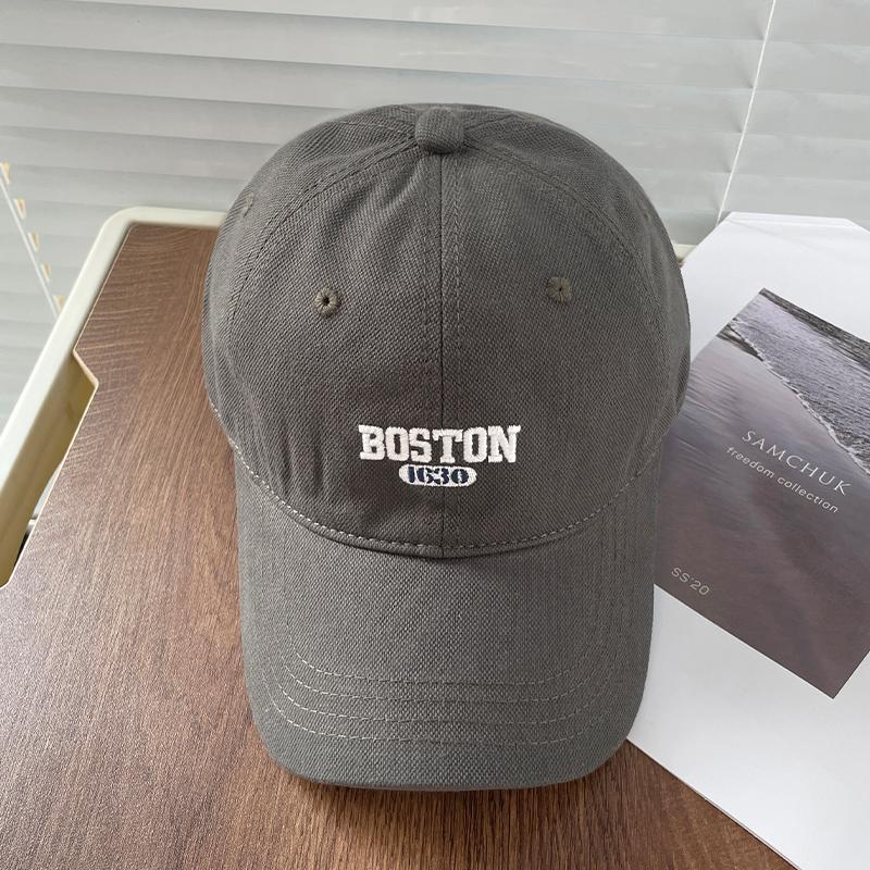 BOSTON Embroidered Baseball Hat for Men and Women, Four Seasons Soft Duck Tongue Hat, Travel, Hiking, Outdoor