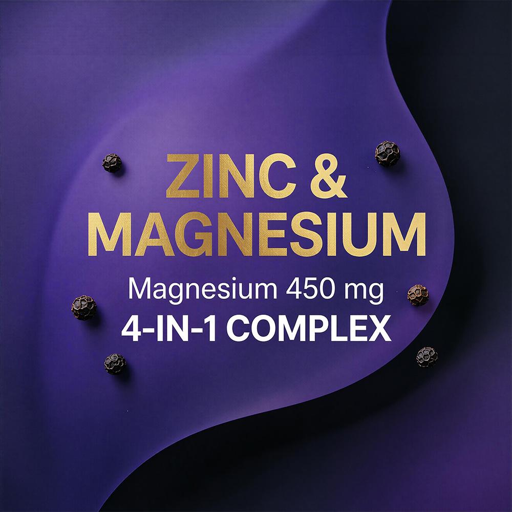Magnesium + Zinc + Vitamin B6 capsules help boost energy and immunity 120 Capsules
