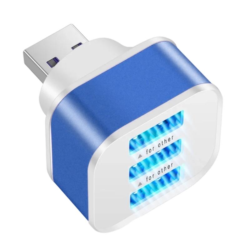 

USB2.0 Адаптер 3 Порти USB Розширювач Швидка Зарядка Множинний USB Розгалужувач Автомобільний Адаптер Мобільний Живлення Розширювач Конектор синій
