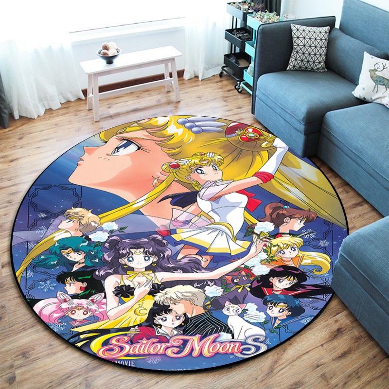 Cute Cartoon Theme Sailor Moon Tsukino Usagi Cartoon Rug Multifunctional Household Anti-slip Decorative Door Mat, Outdoor Floor Mat, and Carpet Q12