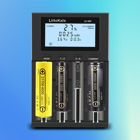 LiitoKala Lii-M4 Battery Charger LCD Display Universal Fast Charging 4 Slots 5V2A USB