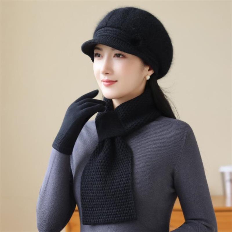 

Женская осенне-зимняя вязаная кепка-утка из кроличьего меха для среднего и пожилого возраста Hat Only