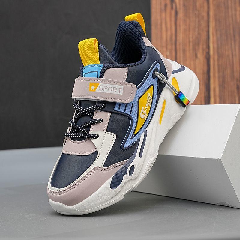 Boys shoes 2025 new spring and autumn student shoes medium and large children's autumn children's shoes leather surface non-slip waterproof sports s