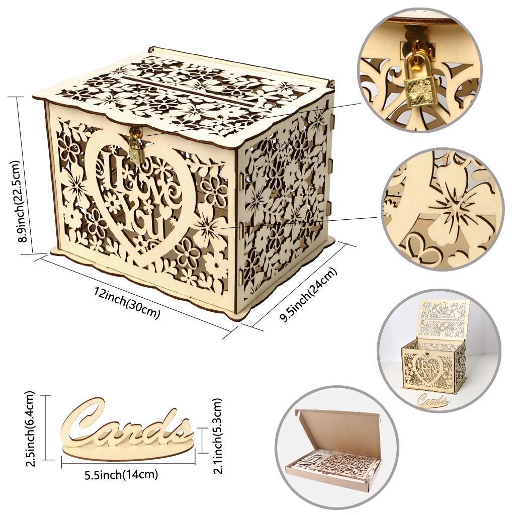 

Деревянные коробки для карточек с свадебными подарками с замком Mr & Mrs, пара, конверт с цветочным узором, вывески, открытки, деревянная коробка, сделай сам, свадебные принадлежности в деревенском стиле None